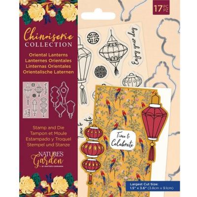 Crafter's Companion Chinoiserie Clear Stamps & Die - Oriental Lanterns